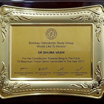 Bombay Orthodontic Study Group Would Like To Honour Dr Bhuma Vashi For His Contribuiton Towards Bosg In The Form Of Maximum Micro Demo