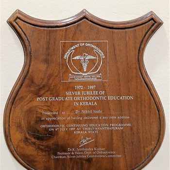 Silver Jubilee Of Post Graduate Orthodontic Education In Kerala Presented To Dr Nikhil Vashi