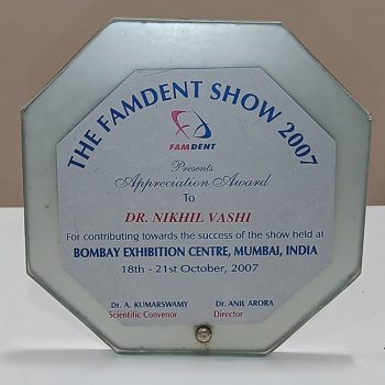 The Famdent Show 2007 Appreciation Award Dr Nikhil Vashi