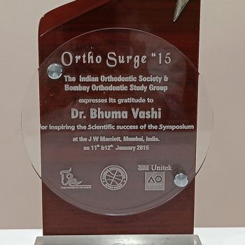 The Indian Orthodontic Society And Bombay Orthodontic Study Group Expresses Its Gratitude To Dr Bhuma Vashi
