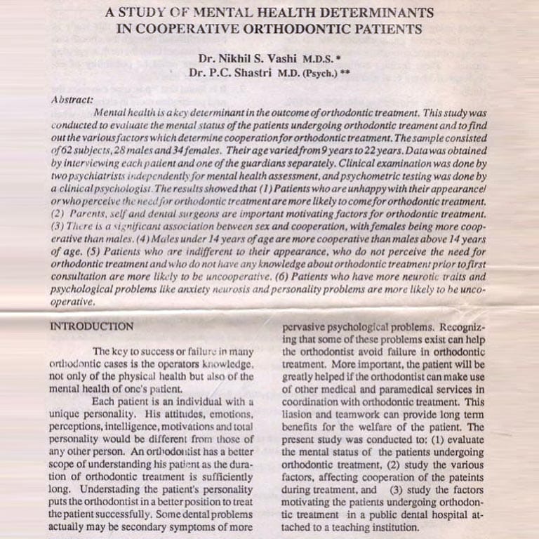 Mental Health Determinants In Orthodontic Patients