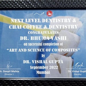 Next Level Dentistry And Chai Coffee And Dentistry Congratulates Dr Bhuma Vashi On Art And Science Of Composites By Dr Vishal Gupta