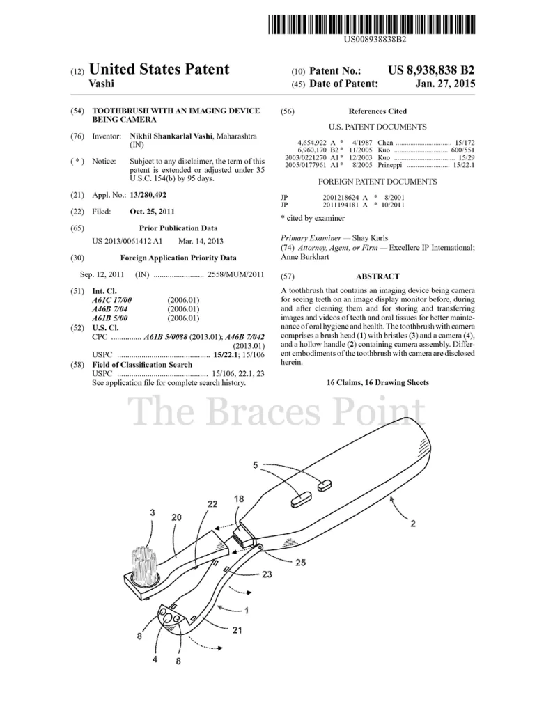 Toothbrush With Camera Patent